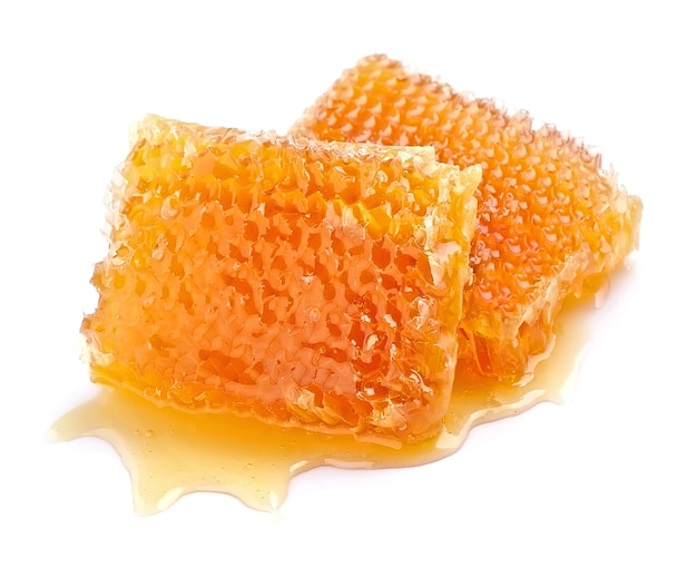 Honeycomb close up on a white background .