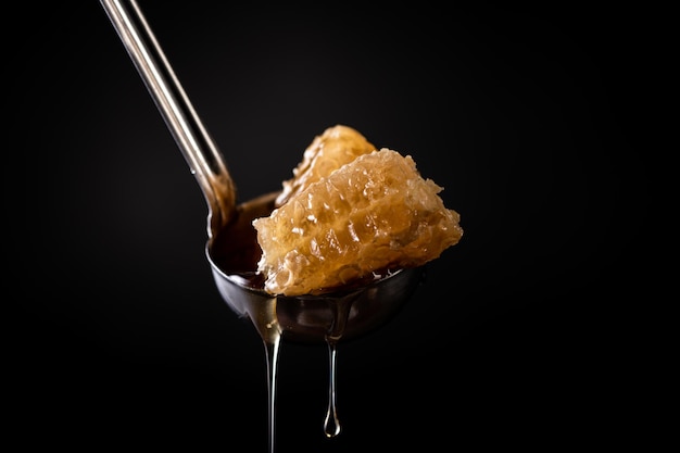 Honeycomb filled with fresh and juicy honey
