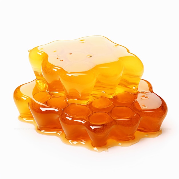 Honeycomb with honey drop isolated on white