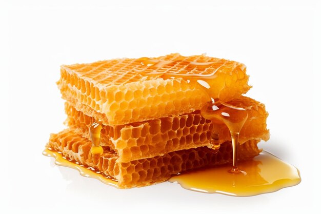 honeycomb with honey isolated on white background