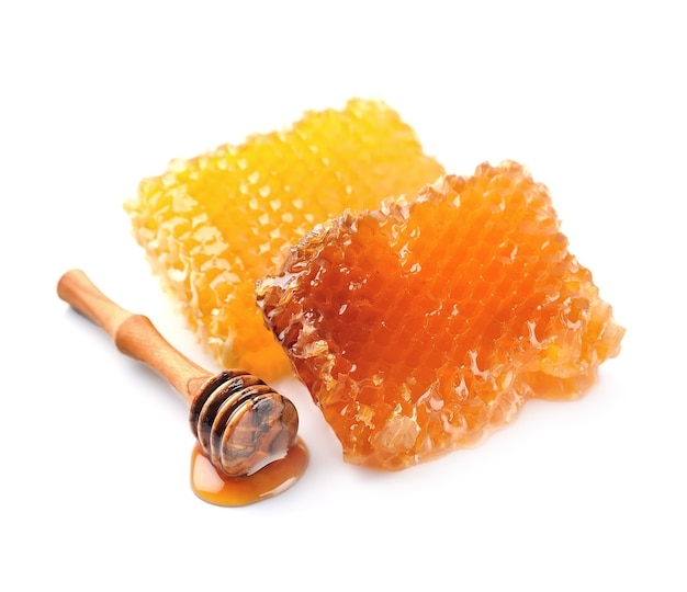 Honeycomb with honey isolated.