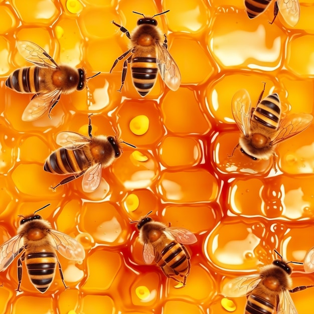 Honeycomb with worker bees