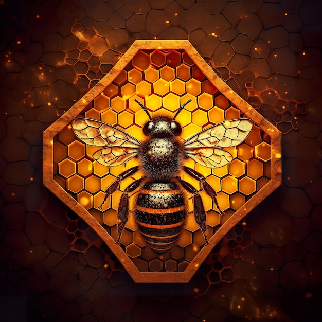 Honeycomb with worker bees