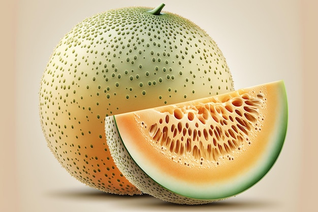 Медовая дыня, зеленые фрукты, еда, иллюстрация, созданная искусственным интеллектом