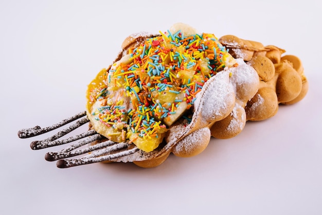 Hong kong or bubble waffle with ice cream