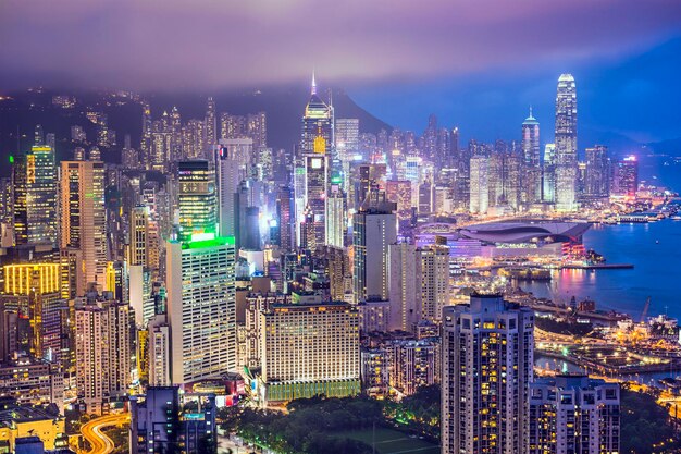 写真 香港中国の街並み