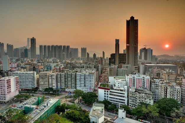 Photo hong kong cityscape at sunset