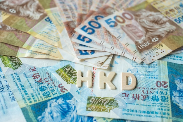 Hong Kong currency banknotes, HK Dollars for business background