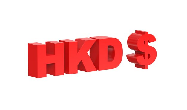 Simbolo di valuta del dollaro di hong kong di hong kong in rosso rendering 3d illustrazione 3d