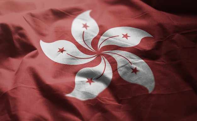 Hong Kong Flag Rumpled Close Up 