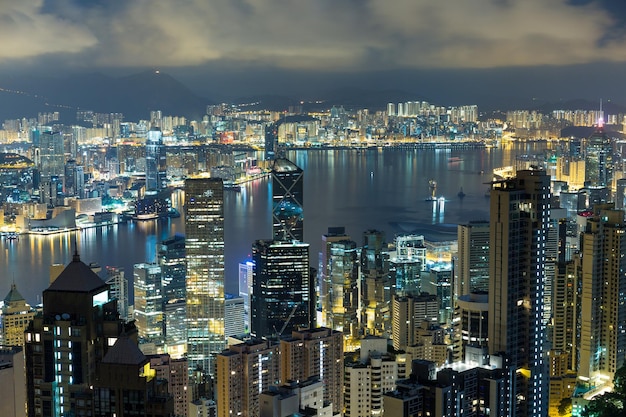 Hong Kong-horizon bij nacht