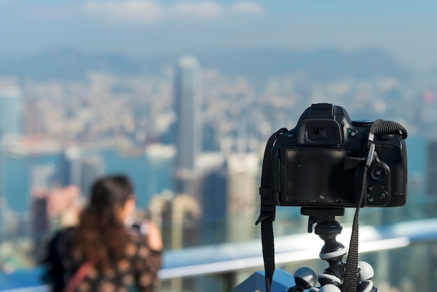 Hong Kong Panorama with a black camera