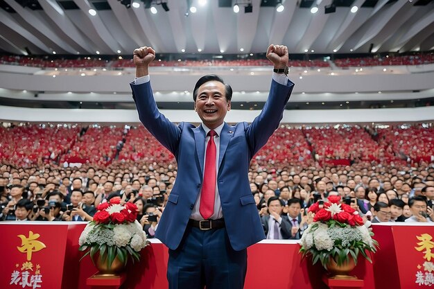 Hong Kong Podium Politician Celebrate