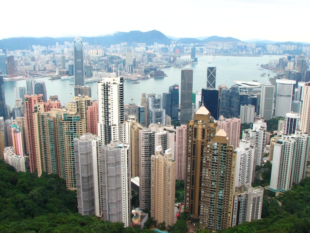 Foto orizzonte di hong kong. vista di hong kong dal victoria peak, hong kong