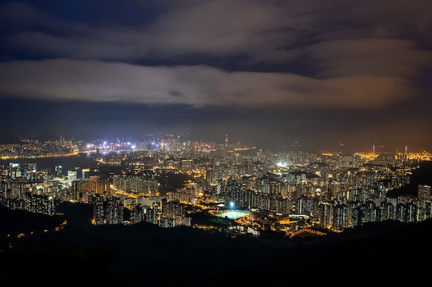 Hong Kong Skyline Kowloon from Fei Ngo Shan hill sunset