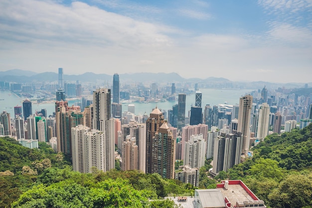 Hong Kong skyline. View from Victoria Peak.