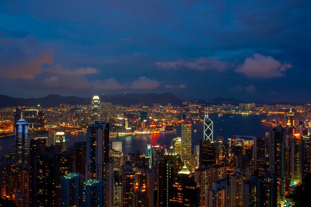 Hong Kong skyline. View from Victoria Peak.