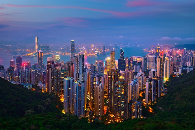 Hong Kong skyscrapers skyline cityscape view