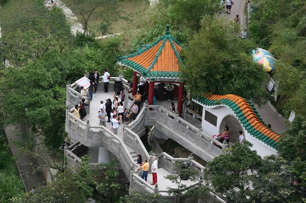 Hong Kong uitzicht op de stad vanaf hoog gebouw