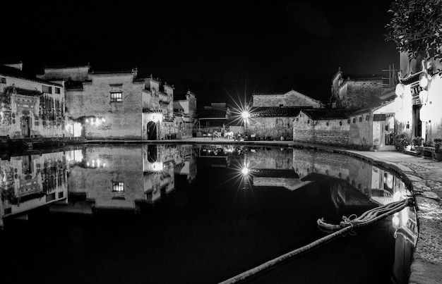 Hongcun village at night