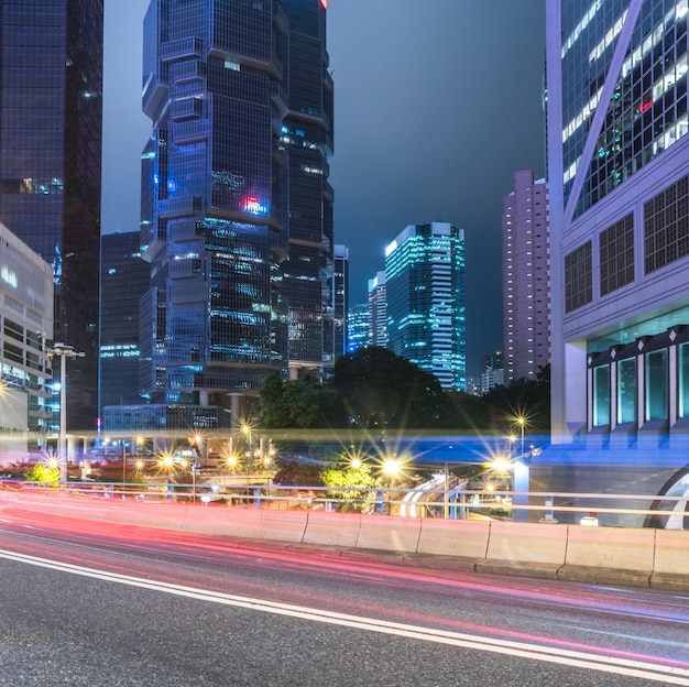 Hongkong stedelijke bouw en wegvoertuigen, nachtzicht