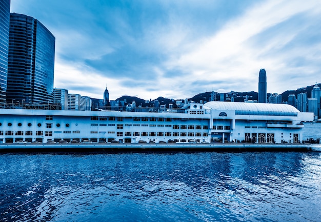 Hongkong Victoria Harbour cruise terminal and modern architecture