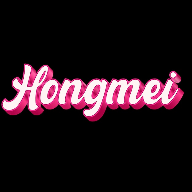 Photo hongmei typography 3d design pink black white background photo jpg