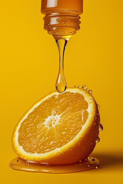 Honing wordt in een sinaasappel gegoten