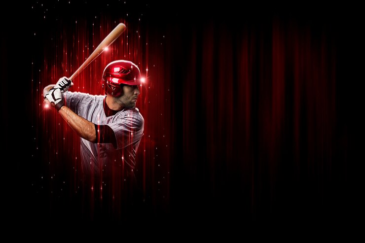 Honkbalspeler in een rood uniform