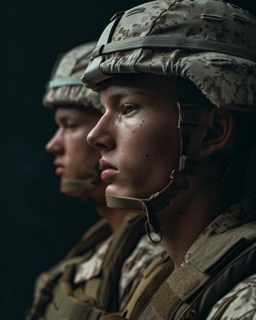 写真 退役軍人記念日 兵士とカモフラージュの軍服