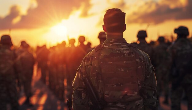 Foto onorevoli persone giorno dei veterani giorno commemorativo soldati e abbigliamento militare di camuffamento