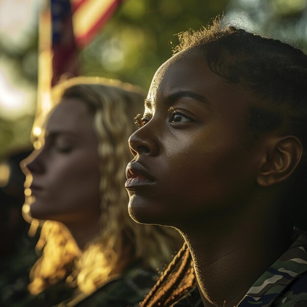 Photo honorable people veterans day memorial day soldiers and camouflage military attire