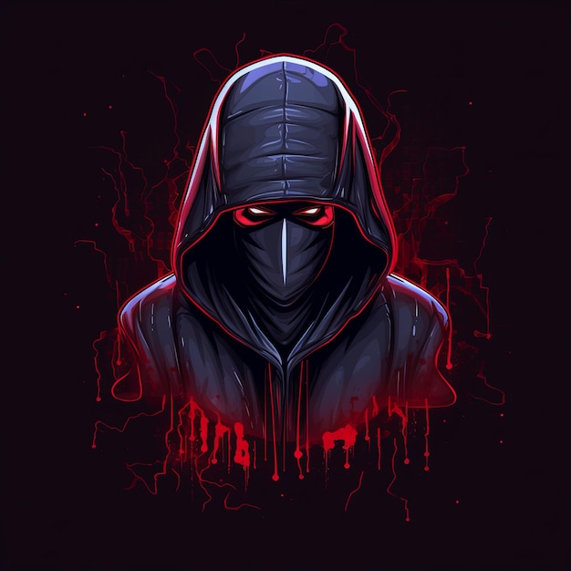 Photo hooded hacker logo mascot