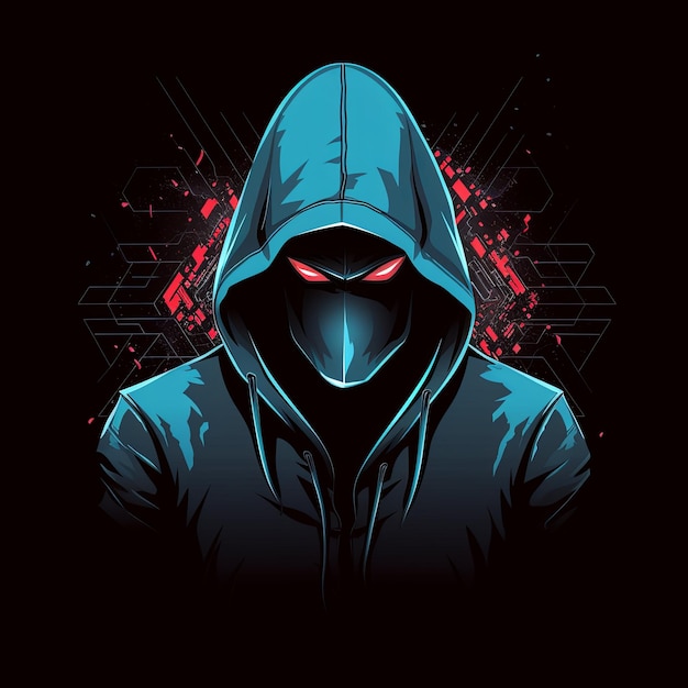 hooded hacker logo mascot