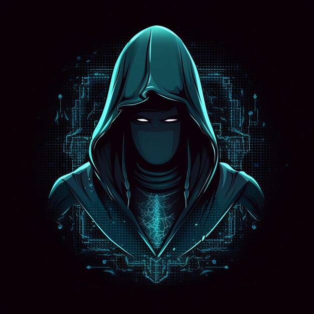 hooded hacker logo mascot