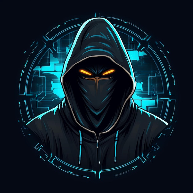 hooded hacker logo mascot