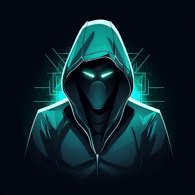 hooded hacker logo mascot