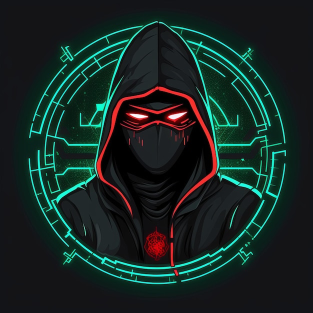 hooded hacker logo mascot