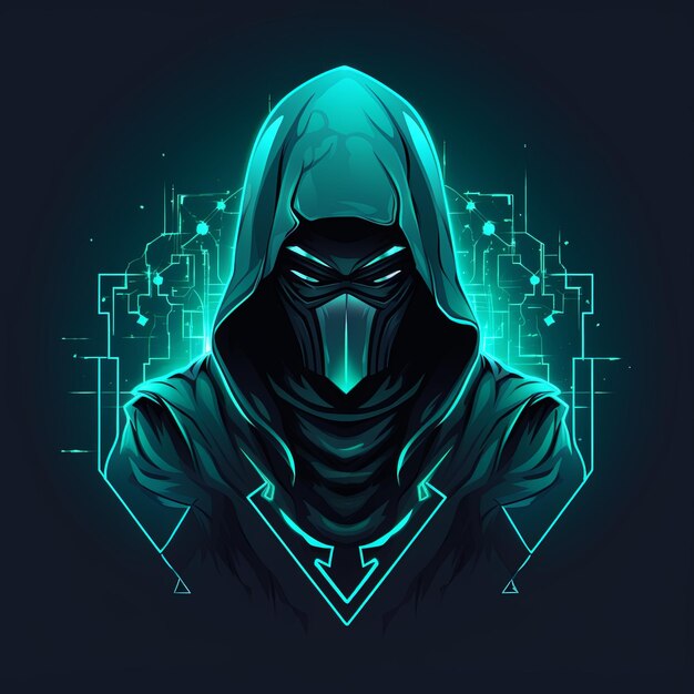 hooded hacker logo mascot