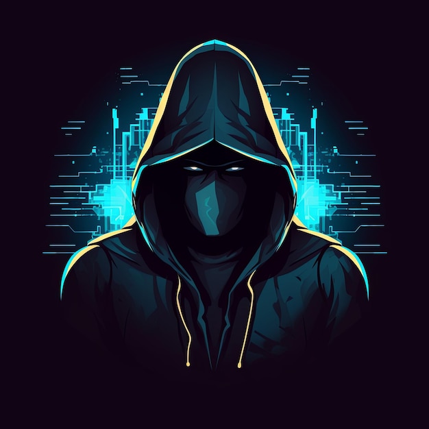 hooded hacker logo mascot