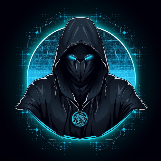 hooded hacker logo mascot