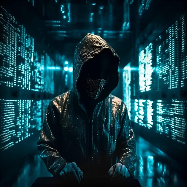 Premium Photo | Hooded man in a hoodie and glasses sitting on a chair in  the dark