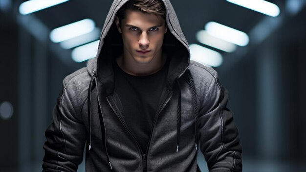 hooded shirt fashion on young adult male