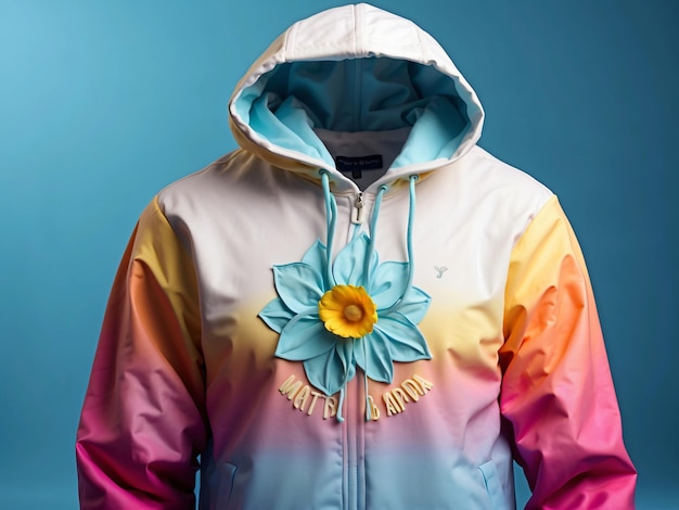 Photo hoodie knows comfort and style adorned with a vibrant art print colorful and daffodils flower