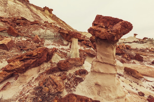 사진 미국 유타 사막에서 hoodoos 형성.