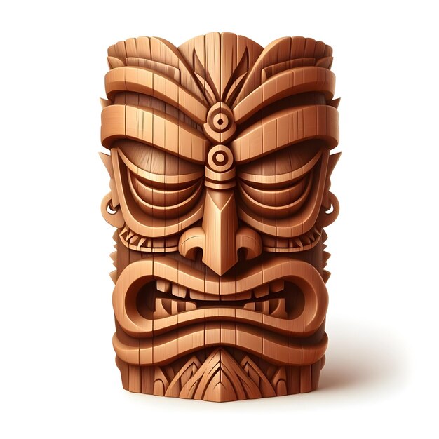 Foto hoofd van een houten tiki-masker