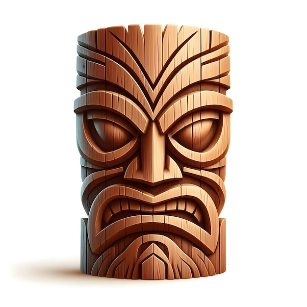 Hoofd van een houten tiki-masker