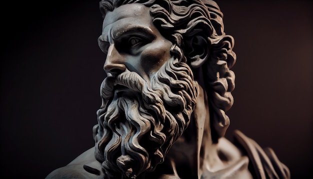 Hoofd van het Griekse standbeeld van het godsbeeldhouwwerk van een man AI gegenereerd