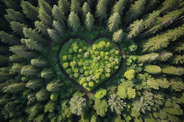 Hoofdbeeld over hartvorm in het bos
