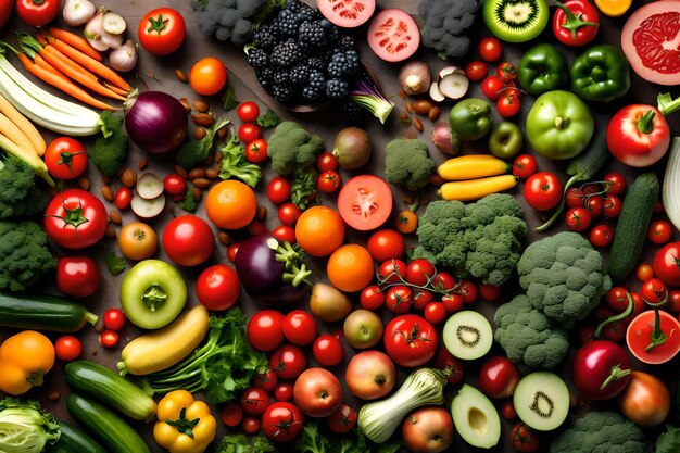 Hoofdbeeld van veganistische fruit en groenten